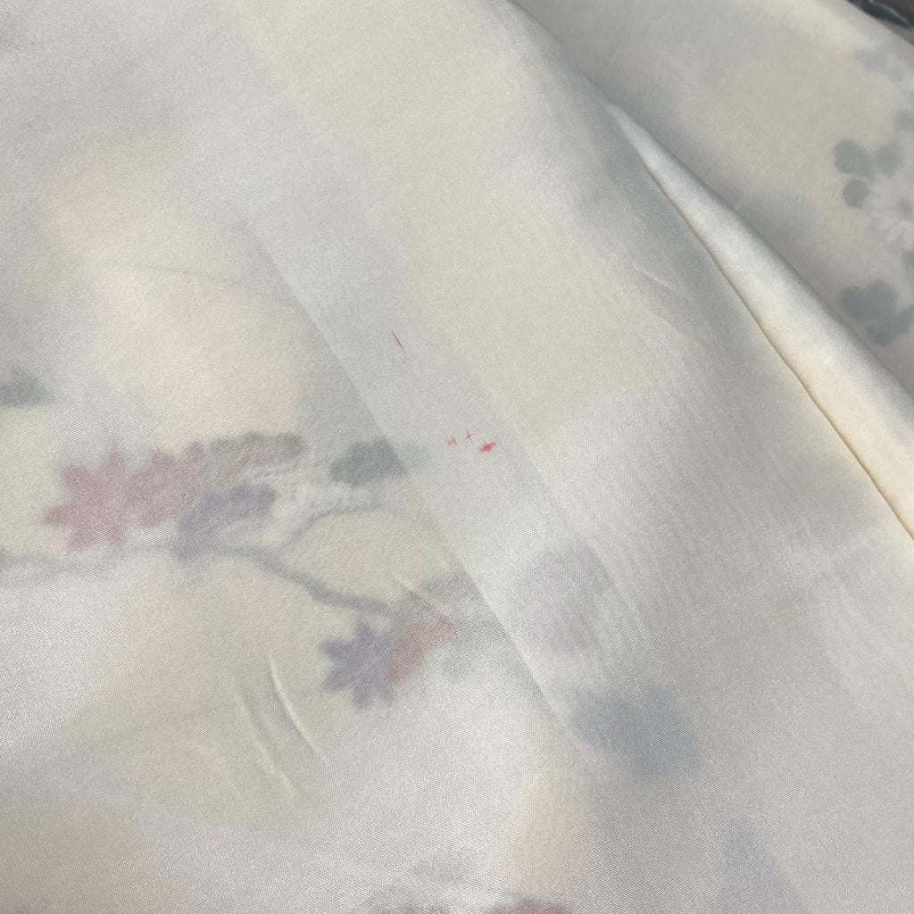 Handcrafted Robe from Vintage Kimono - Cream Floral Design D008