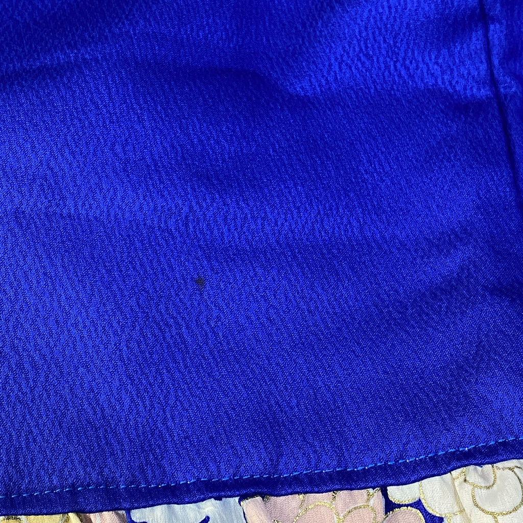 Handcrafted Robe from Vintage Kimono - Blue-purple Floral Design D010
