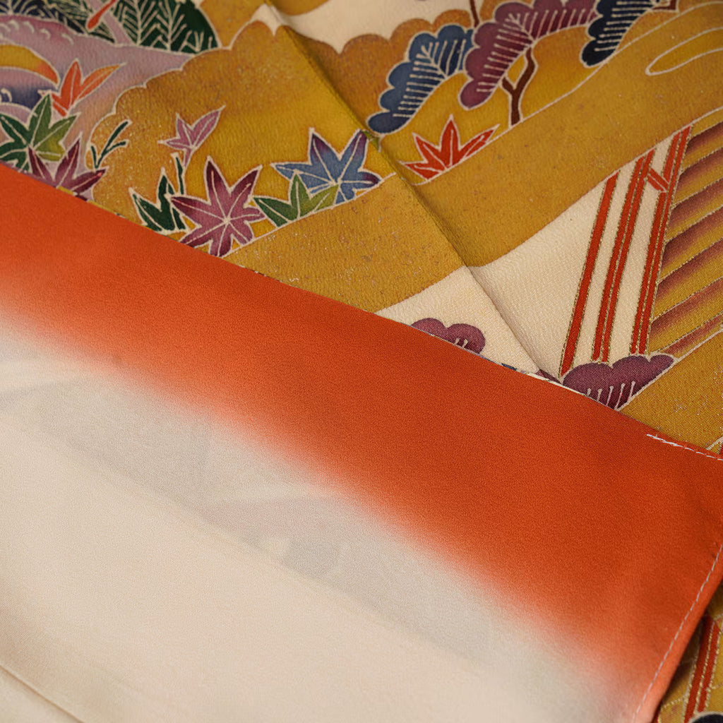 Handcrafted Robe from Vintage Kimono - "Bingata"-Dyed D015