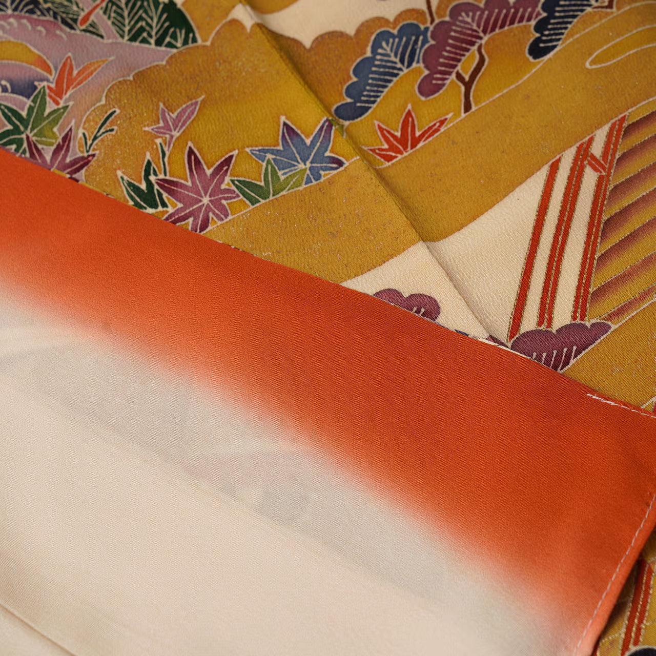 Handcrafted Robe from Vintage Kimono - "Bingata"-Dyed D015