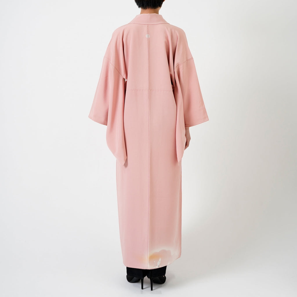 Handcrafted Robe from Vintage Kimono - Pink Vine Design D018