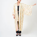 Handcrafted Robe from Vintage Kimono - Cream Whistle Design D021