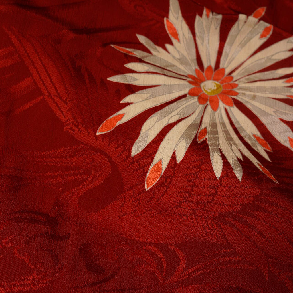 Vintage Kimono Jacket (Haori) - Red Flower Pattern H009