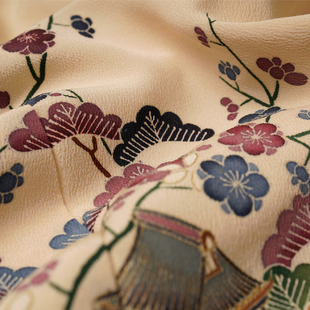 Handcrafted Robe from Vintage Kimono - "Bingata"-Dyed D015