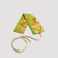 Handcrafted Belt from Vintage Kimono - Green Geometric pattern Design B001