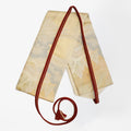 Handcrafted Belt from Vintage Kimono - White Gold Red Design B002