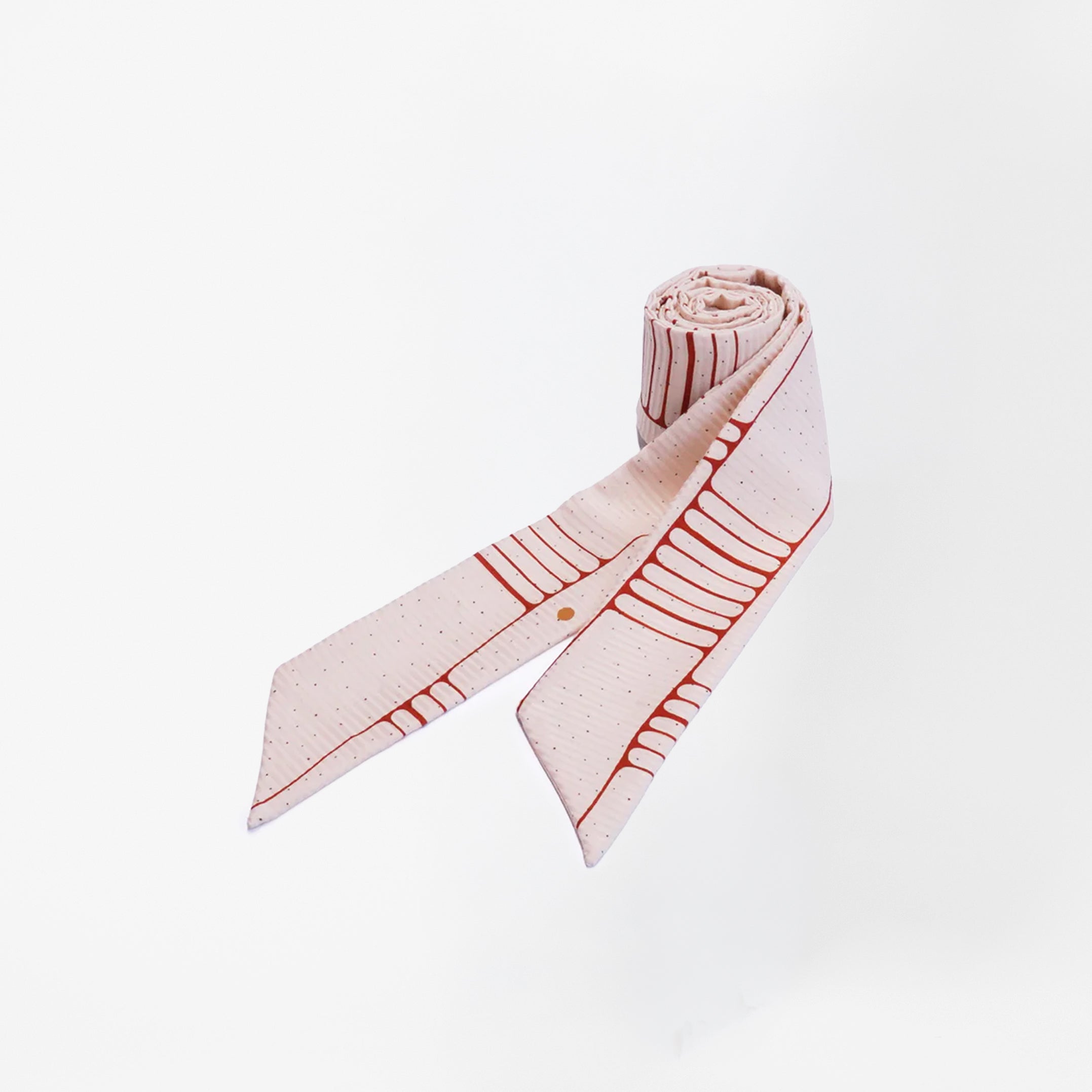 Handcrafted Scarf from Vintage Kimono - White Ladder Pattern T002