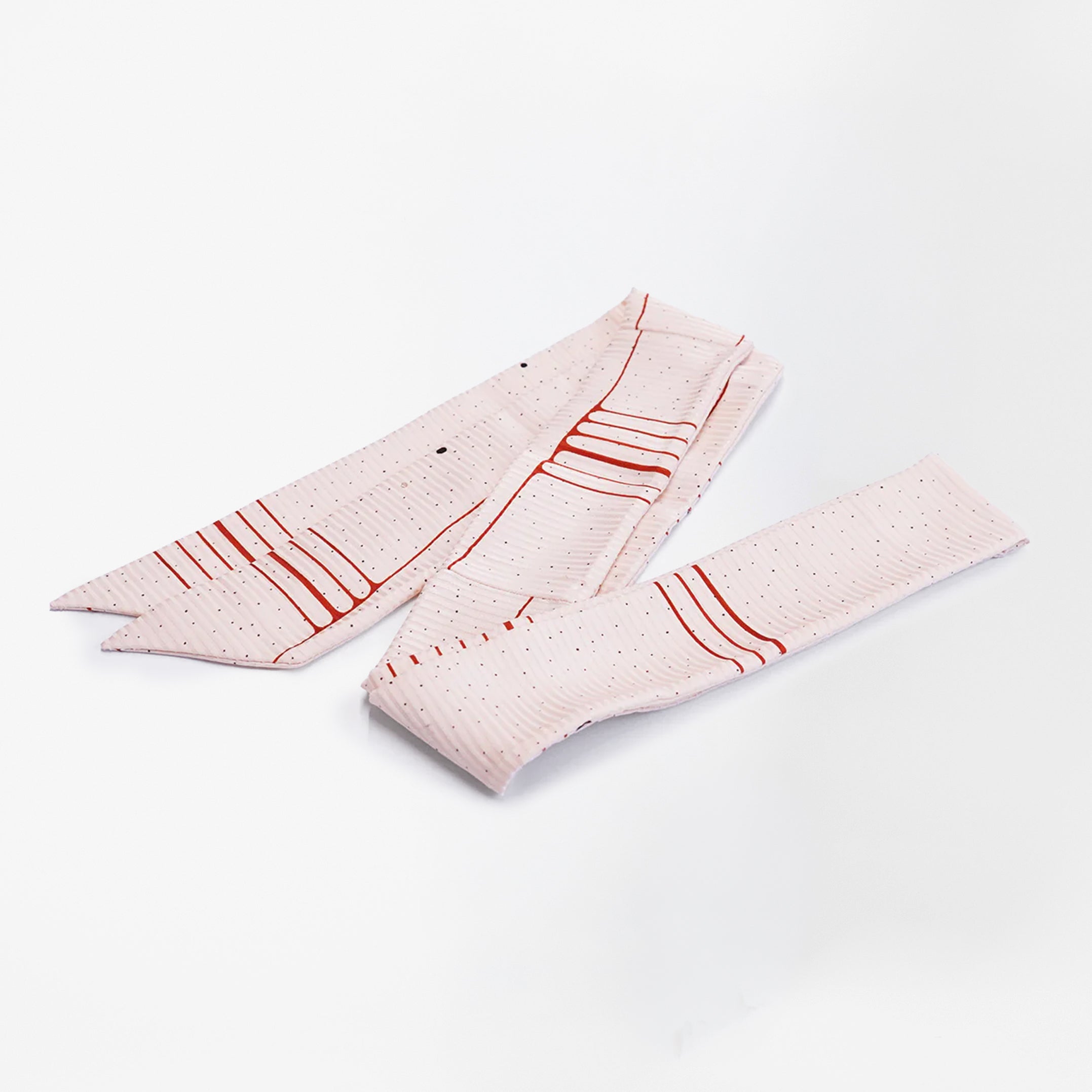 Handcrafted Scarf from Vintage Kimono - White Ladder Pattern T002