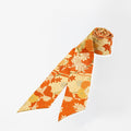 Handcrafted Scarf from Vintage Kimono - Orange Maple and Chrysanthemum Leaves Design T003
