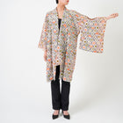 Handcrafted Robe from Vintage Kimono - Botanical Pattern D005