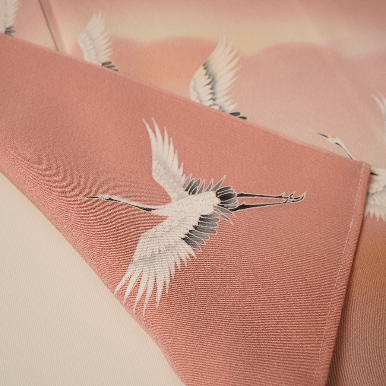 Handcrafted Robe from Vintage Kimono - Pink Vine Design D018