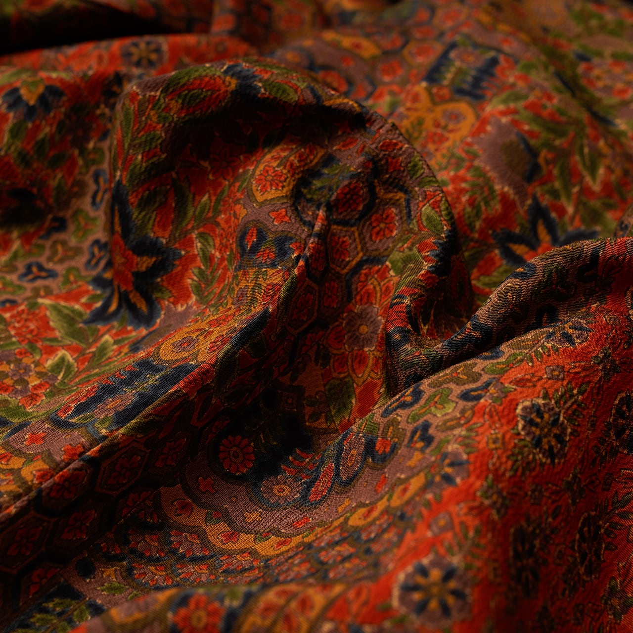 Handcrafted Robe from Vintage Kimono - Orange Calico Design D014
