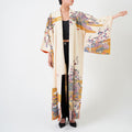 Handcrafted Robe from Vintage Kimono - "Bingata"-Dyed D015