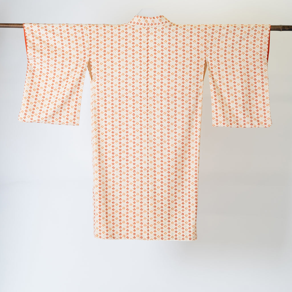 Handcrafted Robe from Vintage Kimono - Orange Floral Design D025