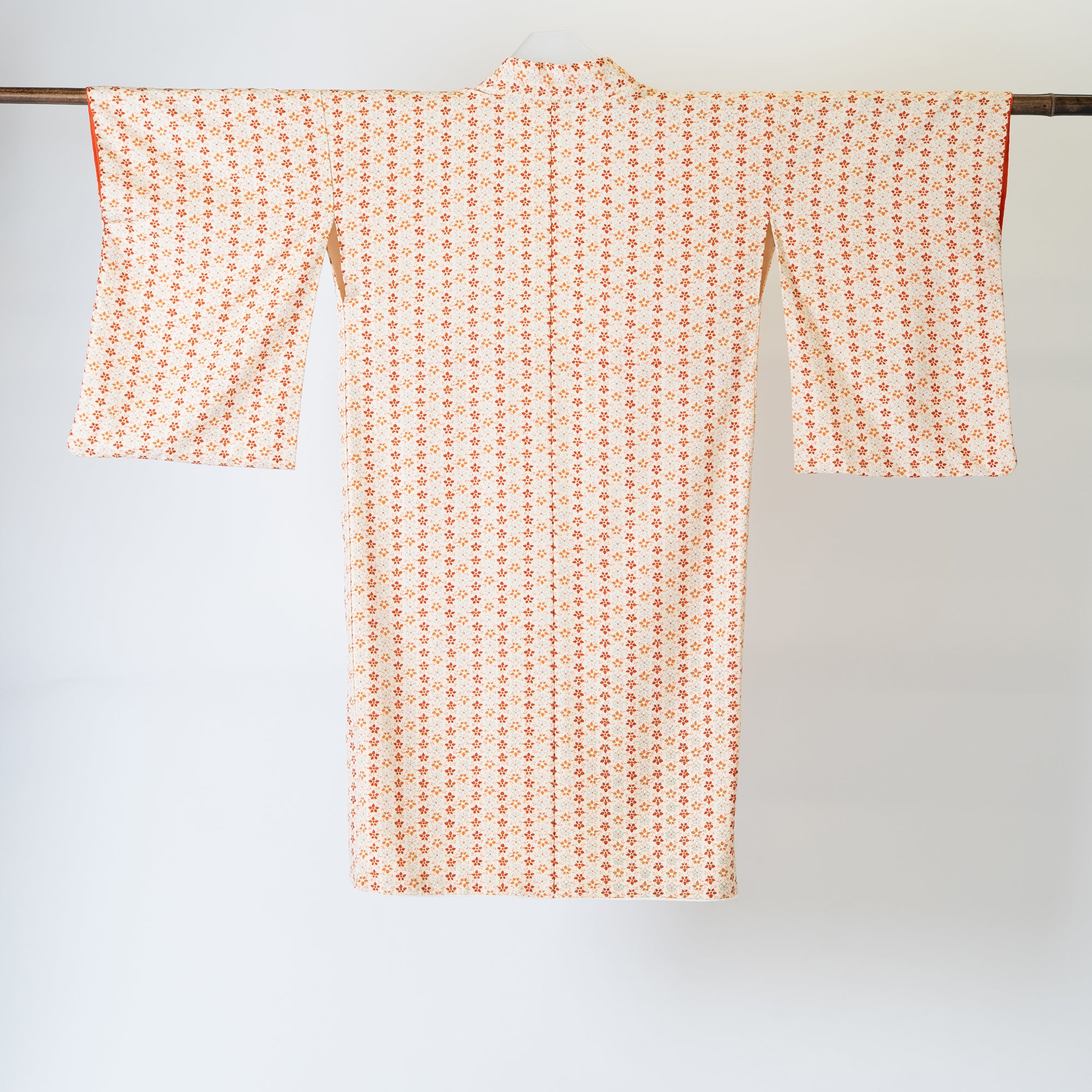 Handcrafted Robe from Vintage Kimono - Orange Floral Design D025
