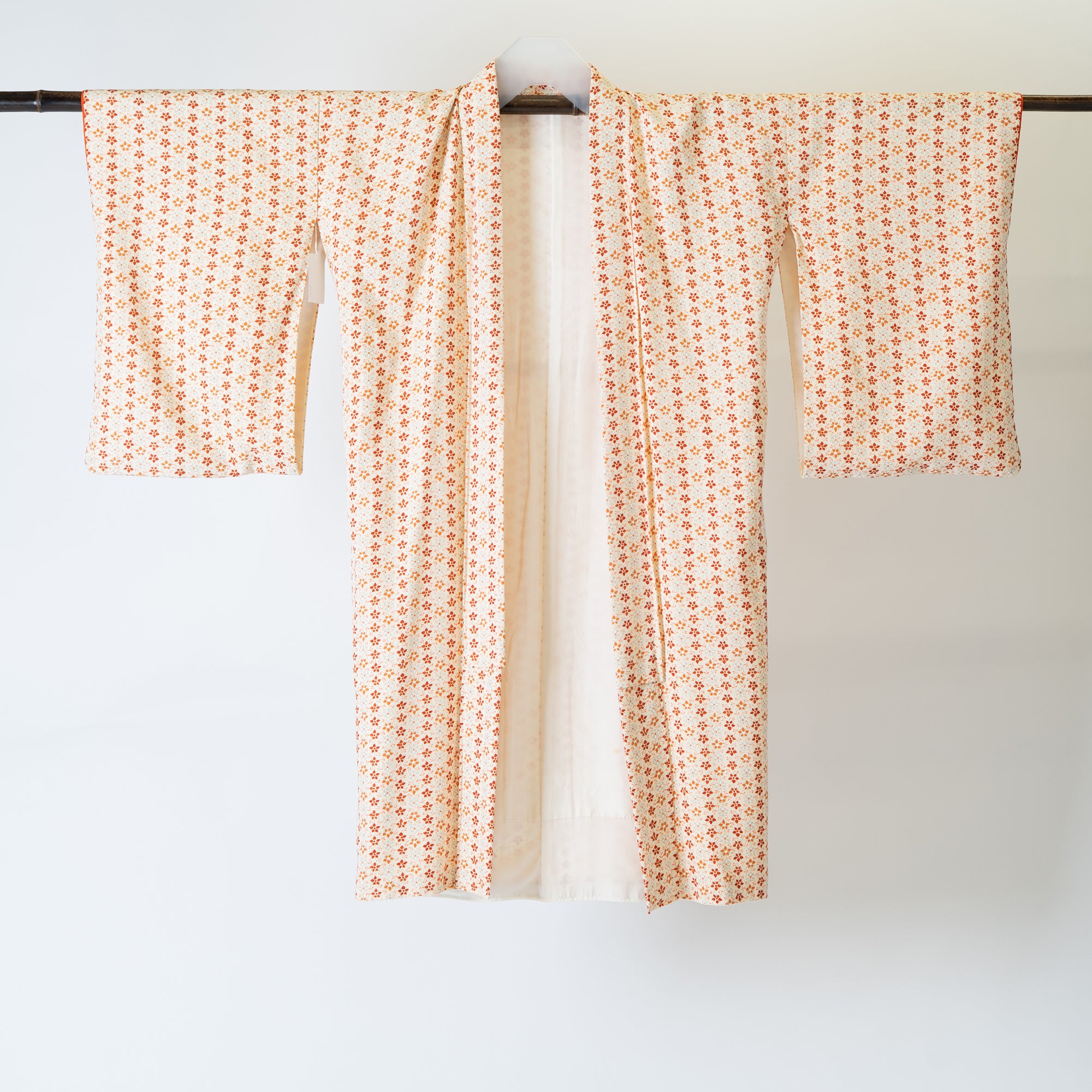 Handcrafted Robe from Vintage Kimono - Orange Floral Design D025