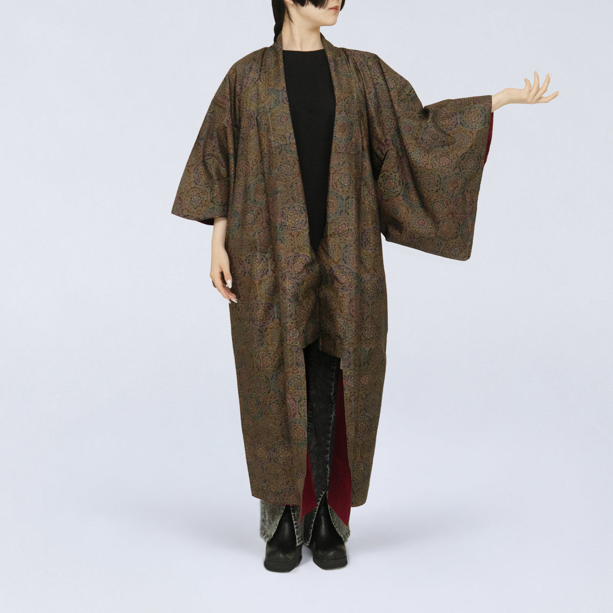 Handcrafted Robe from Vintage Kimono - Japanese Paisley Design D029