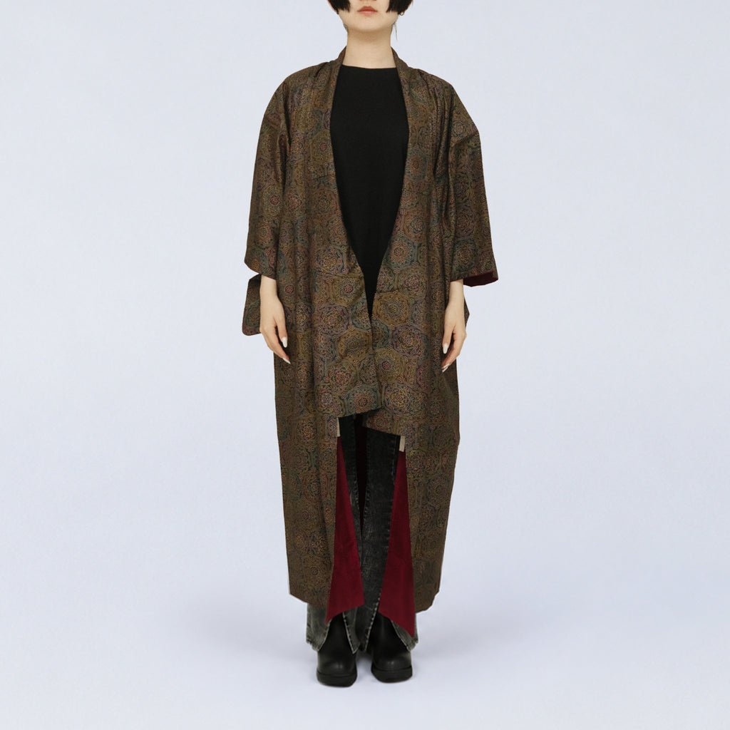 Handcrafted Robe from Vintage Kimono - Japanese Paisley Design D029