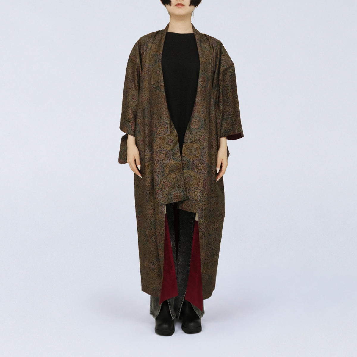 Handcrafted Robe from Vintage Kimono - Japanese Paisley Design D029