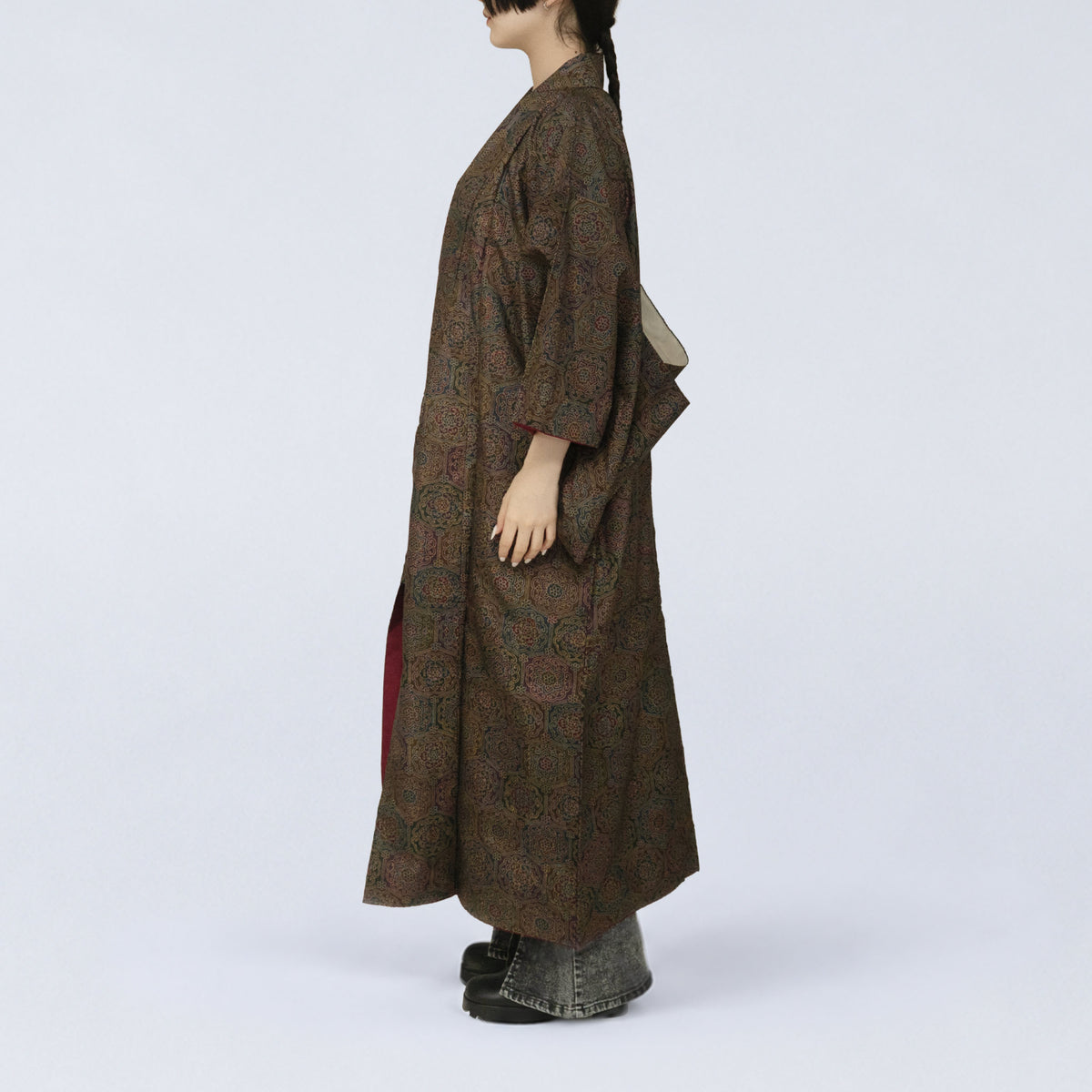 Handcrafted Robe from Vintage Kimono - Japanese Paisley Design D029