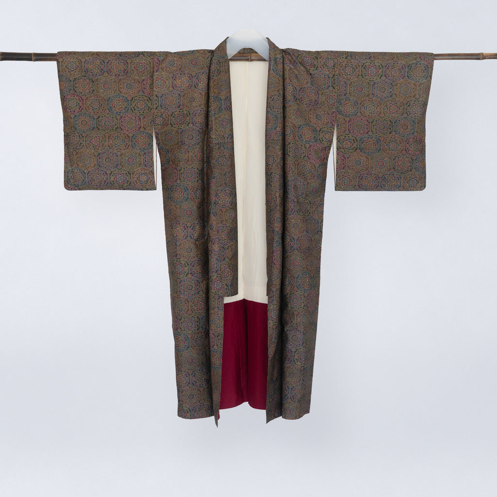 Handcrafted Robe from Vintage Kimono - Japanese Paisley Design D029