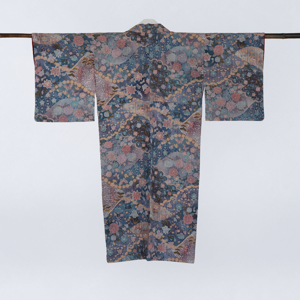 Handcrafted Robe from Vintage Kimono - Mauve Floral Paisley Design D032