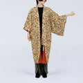Handcrafted Robe from Vintage Kimono - Brown Flower & Bird Design D035