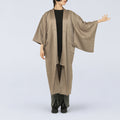 Handcrafted Robe from Vintage Kimono - Champagne Beige Jacquard Check Pattern Design D038
