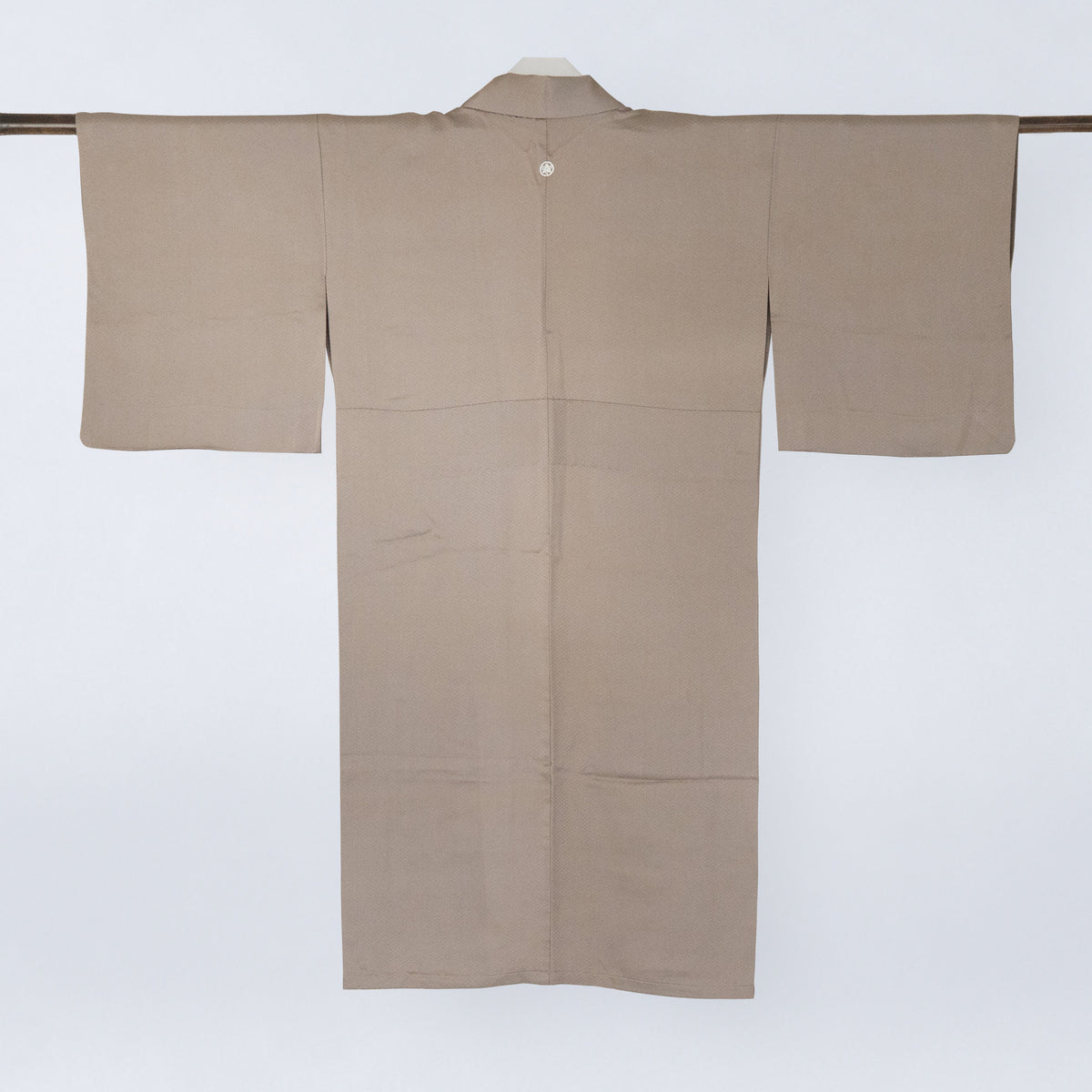 Handcrafted Robe from Vintage Kimono - Champagne Beige Jacquard Check Pattern Design D038