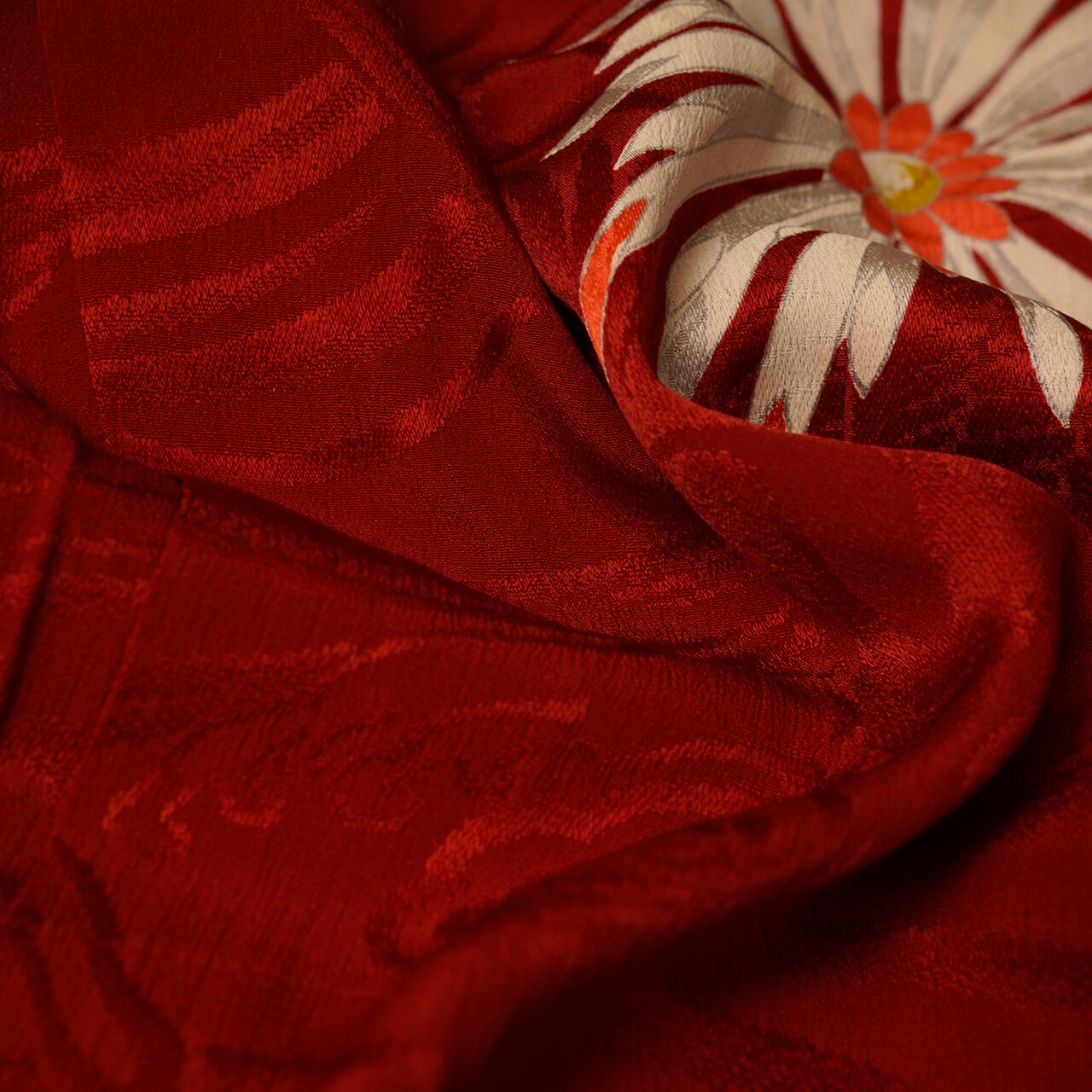 Vintage Kimono Jacket (Haori) - Red Flower Pattern H009