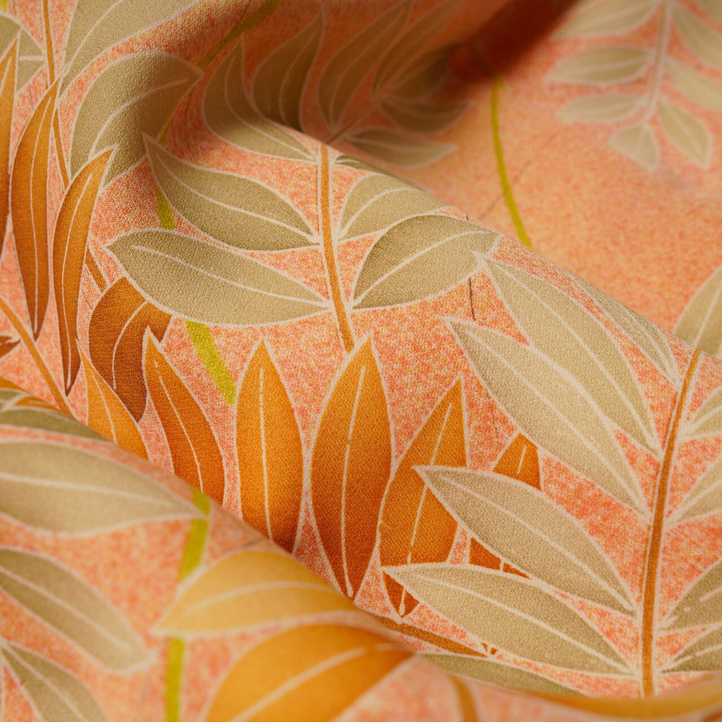 Handcrafted Robe from Vintage Kimono - Orange Botanical Pattern D020