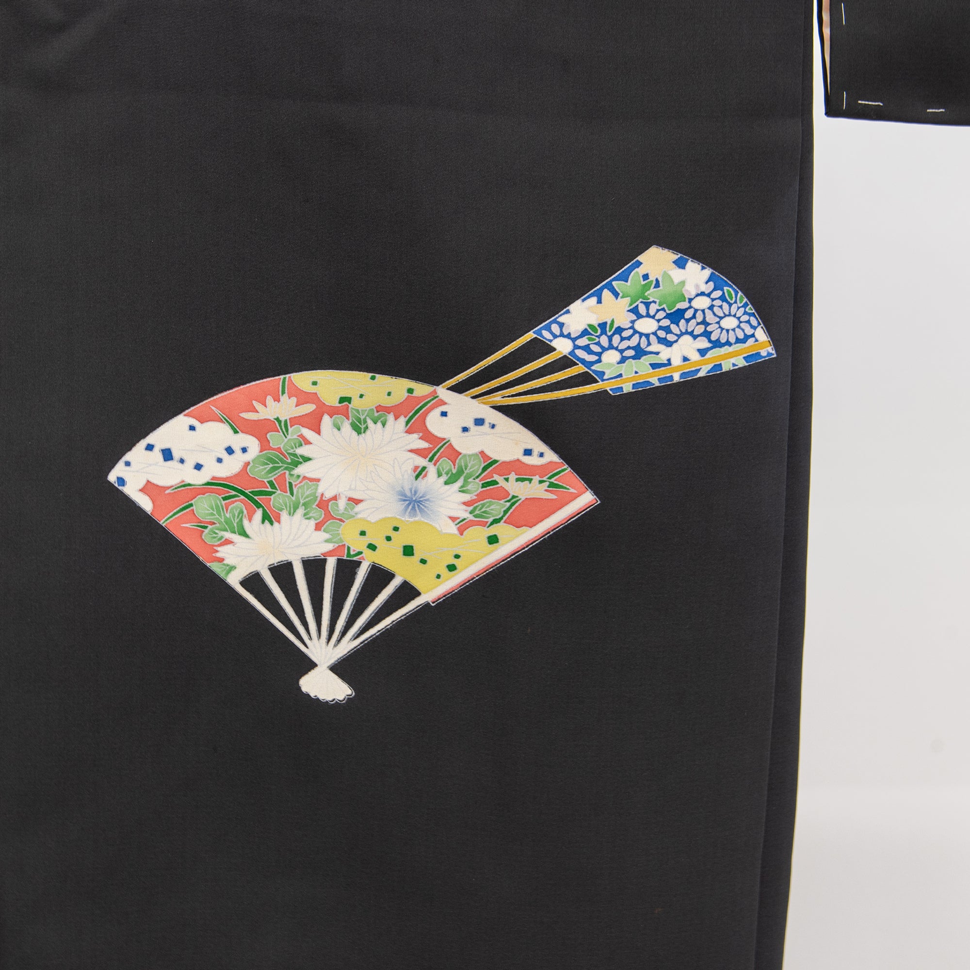 Vintage Kimono Jacket (Haori) - Black Fan Motifs H010