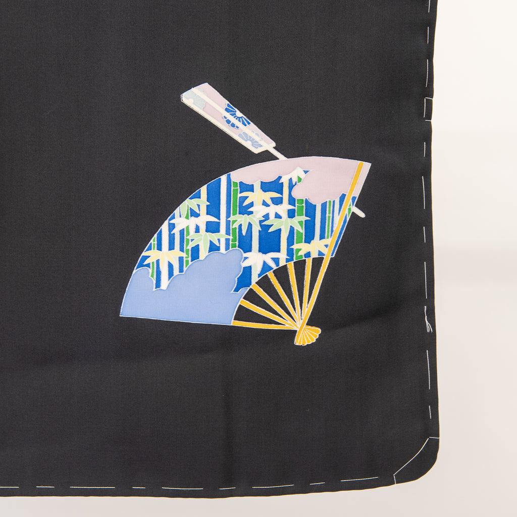 Vintage Kimono Jacket (Haori) - Black Fan Motifs H010