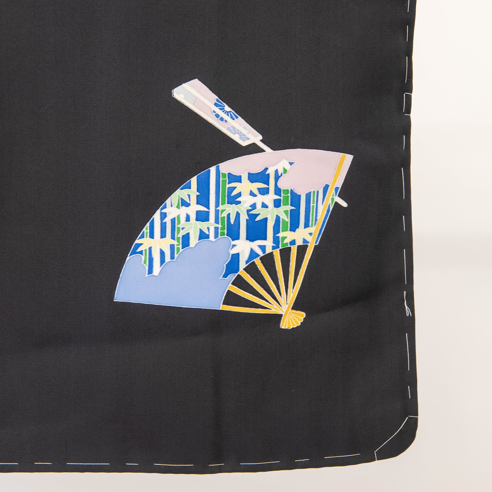 Vintage Kimono Jacket (Haori) - Black Fan Motifs H010