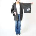 Vintage Kimono Jacket (Haori) - Black Fan Motifs H010