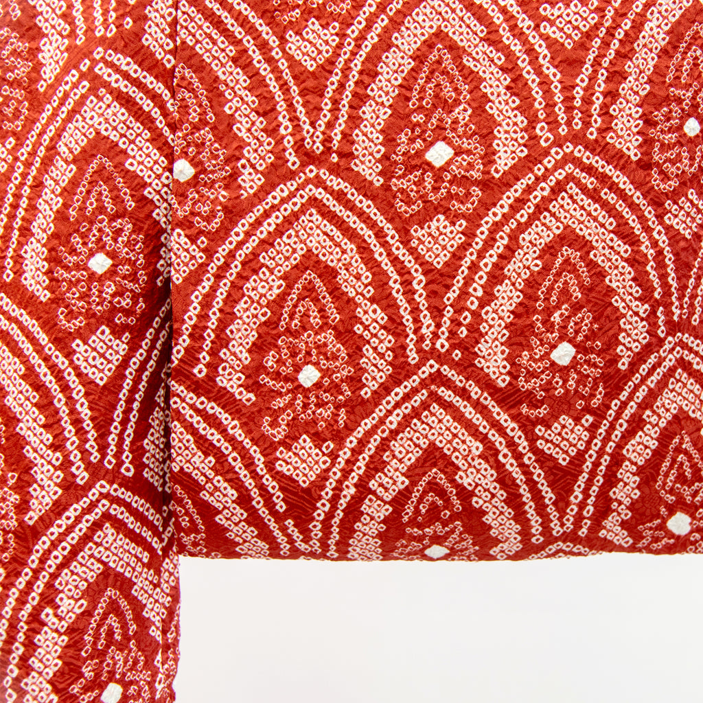 Vintage Kimono Jacket (Haori) - Red Shibori-Dyed H012