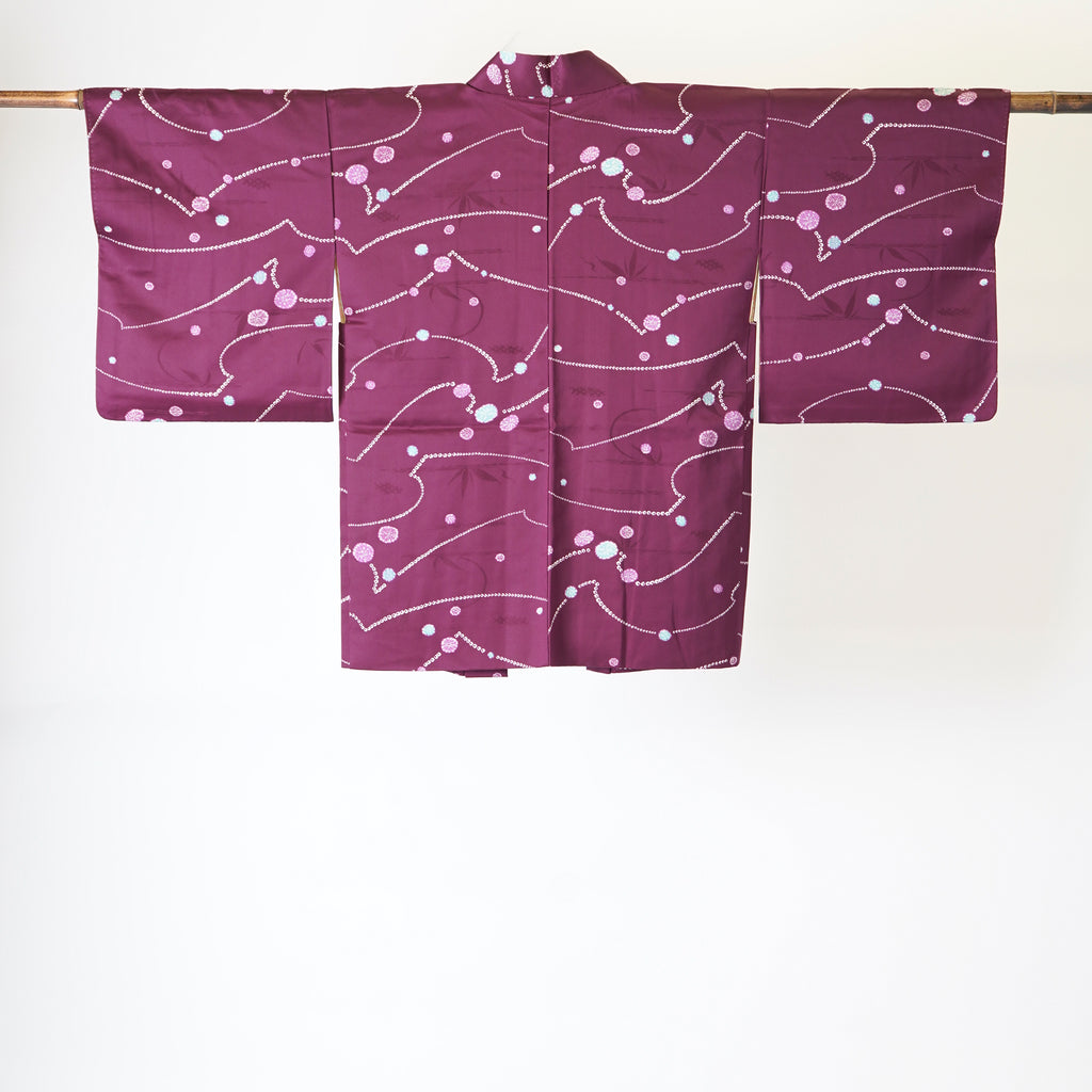 Vintage Kimono Jacket (Haori) - Purple Shibori-Dyed H008