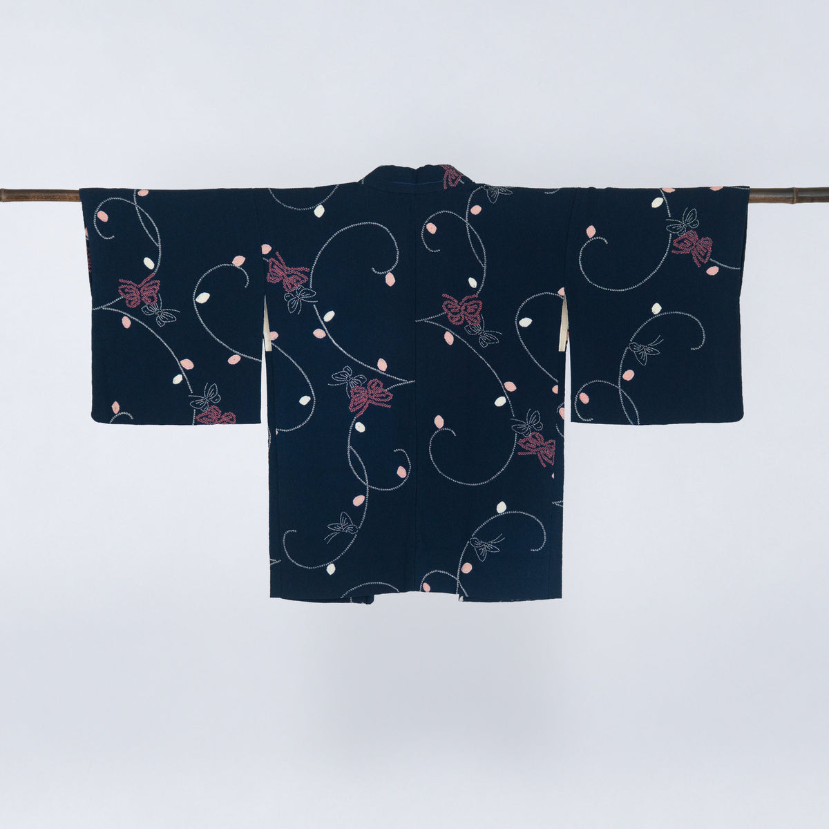 Vintage Kimono Jacket (Haori) - Navy Blue with shibori-dyeing H014