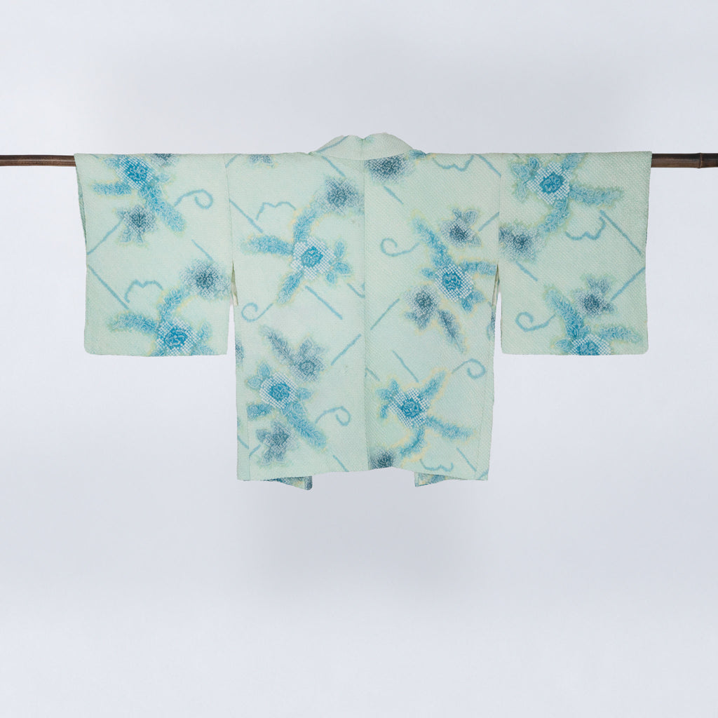 Vintage Kimono Jacket (Haori) - Aquamarine "Shibori" H016