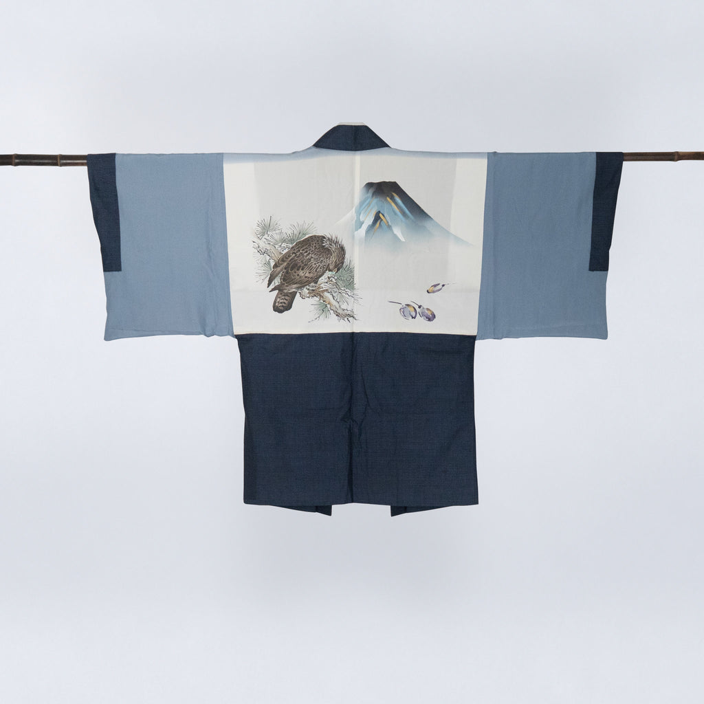 Vintage Kimono Jacket (Haori) - Navy "Oshima Tsumugi" H017