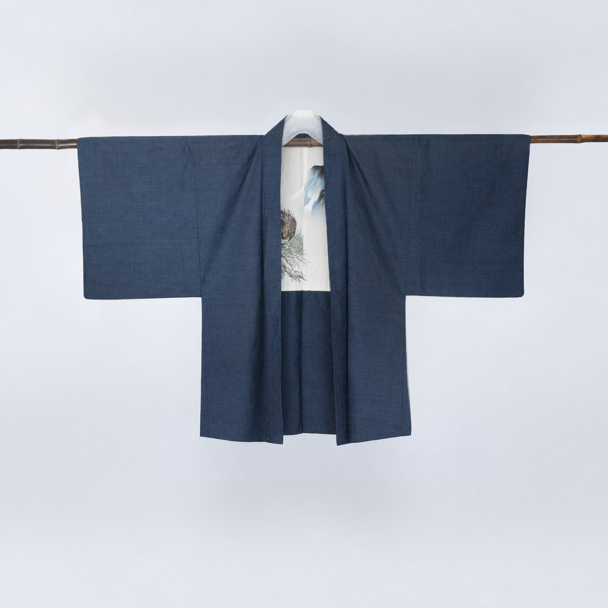 Vintage Kimono Jacket (Haori) - Navy "Oshima Tsumugi" H017